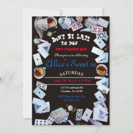 Tee-Party Einladungen aus schwarzer Alice im Wunde