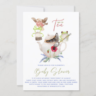 Tee-Party Einladungen für Babydusche inkl. Envel.