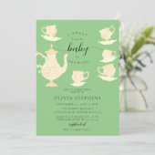 Tee-Party Elegant Boho Lace Neutral Baby Dusche Einladung (Stehend Vorderseite)