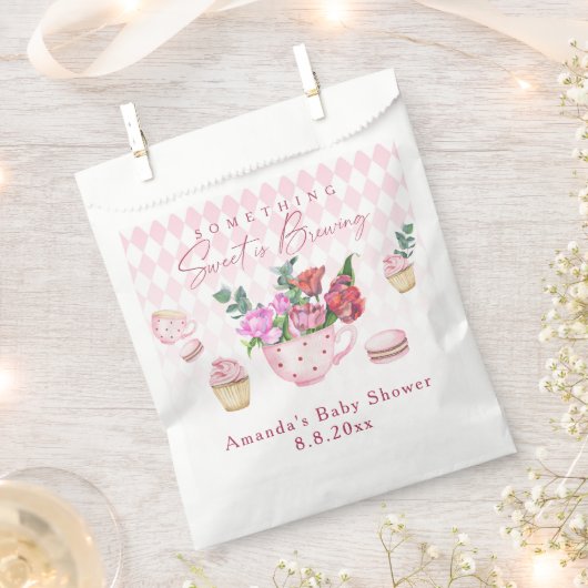 Tee Party Etwas Süßes ist Brauen Baby Dusche Geschenktütchen (Ausgeschnitten)