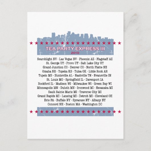 Tee Party Express Stadtrundgang Einladungspostkarte (Vorderseite)