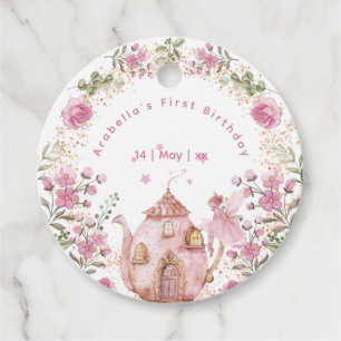 Tee Party Fairy Girl Blush Pink Blume Geburtstag Geschenkanhänger