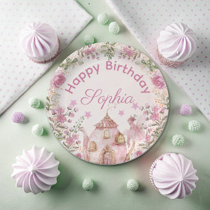 Tee Party Fairy Girl Blush Pink Blume Geburtstag Pappteller