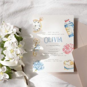 Tee-Party für Kinder Wunderland Geburtstag Einladung