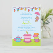 Tee-Party-Geburtstag Einladung (Stehend Vorderseite)