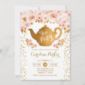 Tee Party Geburtstag - Gold White Einladung (Vorderseite)