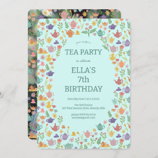Tee Party Geburtstag Niedliches FOTO Einladung