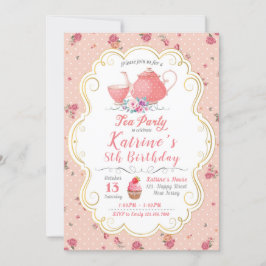 Tee Party Geburtstag. Tee-Party-Babydusche Einladung