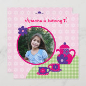 Tee-Party-Geburtstags-Foto-Einladung Einladung (Vorne/Hinten)