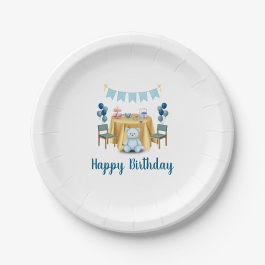 Tee-Party-Geburtstags-Papierplatten Pappteller (Vorderseite)