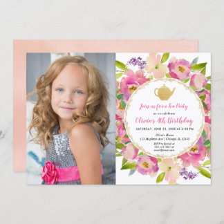 Tee-Party-Geburtstagseinladung, Foto zum Geburtsta Einladung