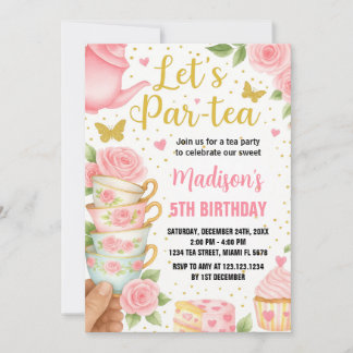 Tee-Party Geburtstagseinladung mit Matching Teacup Einladung