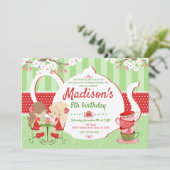 Tee-Party Geburtstagseinladung - Weihnachten - Mäd Einladung (Stehend Vorderseite)