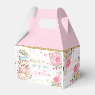 Tee Party Geburtstagsmädchen Pink & Gold Blumenst Geschenkschachtel