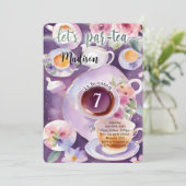 Tee Party Geburtstagsparty Einladung (Stehend Vorderseite)