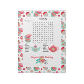 Tee-Party GeburtstagsWord-Suche Notizblock (Rotiert)