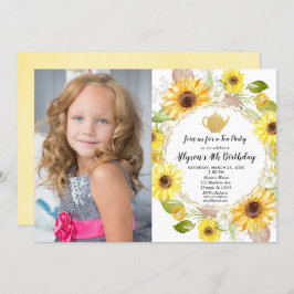 Tee-Party gelbe, weiße Sonnenblumen Blumengeburt Einladung