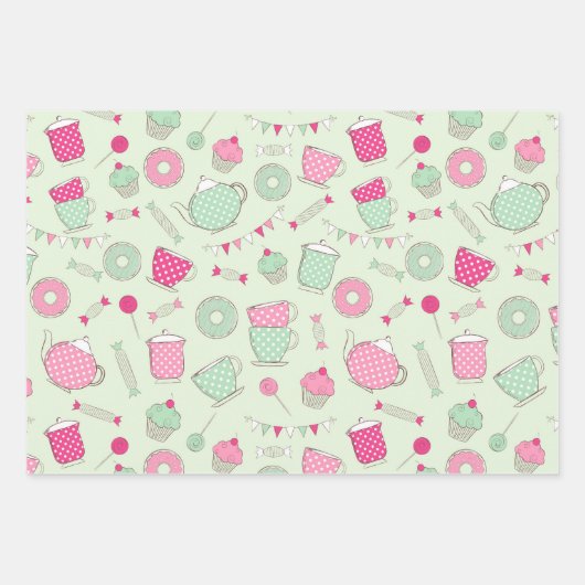Tee-Party Geschenkpapier Set (Vorderseite)