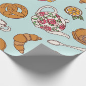 Tee Party Hand gezeichnet nahtlos Muster. Farbige  Geschenkpapier (Ecke)
