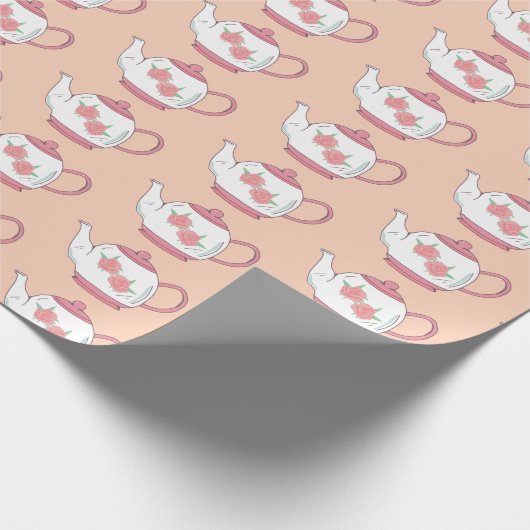Tee-Party Hübsch-rosa und weißes Teepapiermuster Geschenkpapier (Ecke)