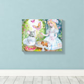 Tee-Party im Garten Canvas Print Leinwanddruck (Insitu (Holzboden))