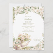 Tee-Party im Weißen Blumengarten Einladung (Vorderseite)