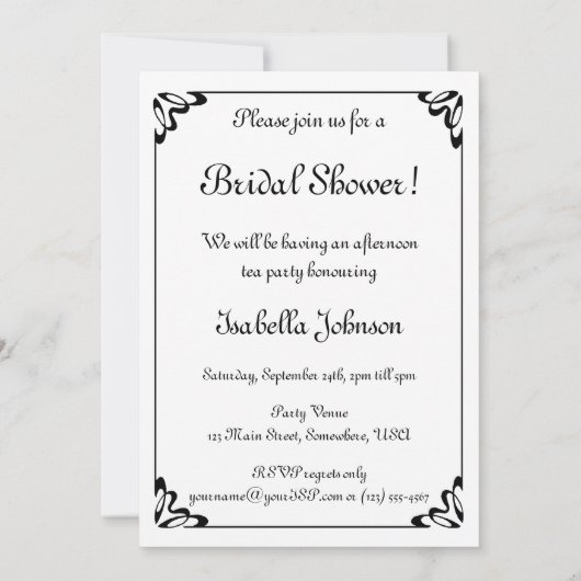 Tee Party Impressionismus Kunst Brautparty Einladung (Rückseite)