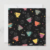 Tee-Party in lebhaften Farbtönen in heißen Bechern Einladung (Rückseite)