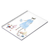 Tee-Party-Katze in einem Karen-Wanderer-Kleid Notizblock (Linke Seite)