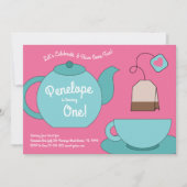 Tee Party Kinder 1. Geburtstag Einladung (Vorderseite)