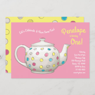 Tee Party Kinder 1. Geburtstag Polka Dot Einladung
