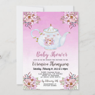 Tee-Party Kinderdusche Einladung
