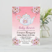 Tee-Party Kinderdusche Einladung (Stehend Vorderseite)
