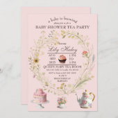 Tee-Party Kinderdusche Einladung (Vorne/Hinten)