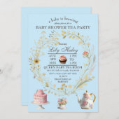 Tee-Party Kinderdusche Einladung (Vorne/Hinten)