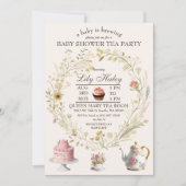 Tee-Party Kinderdusche Einladung (Vorderseite)