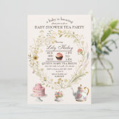 Tee-Party Kinderdusche Einladung (Stehend Vorderseite)
