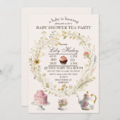 Tee-Party Kinderdusche Einladung (Vorne/Hinten)