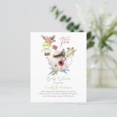 Tee-Party Kinderdusche Einladungen Niedlich Tee-Po (Stehend Vorderseite)