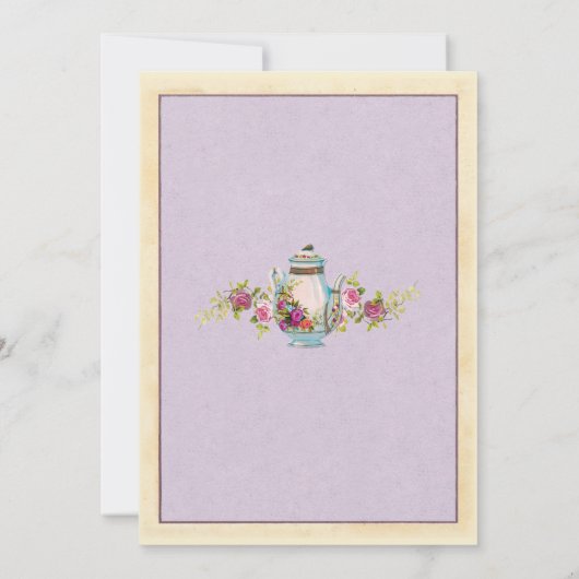 Tee-Party Kinderdusche Garten Teapot Einladung (Rückseite)