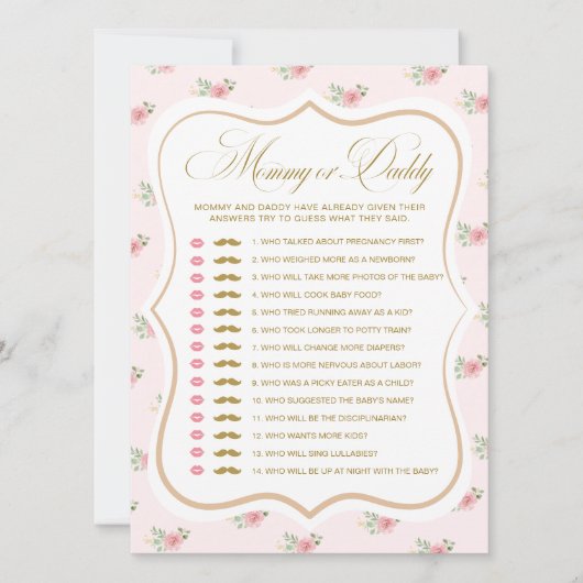 Tee-Party Kinderdusche Raten Sie Wer Game Card Einladung (Vorderseite)