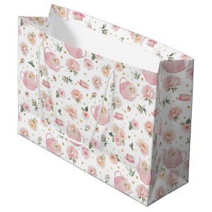 Tee-Party Kinderdusche Rosa Blumenstrauß große Ges Geschenktüte