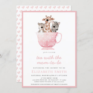 Tee-Party Kinderdusche Safari Tierische Mama zu se Einladung