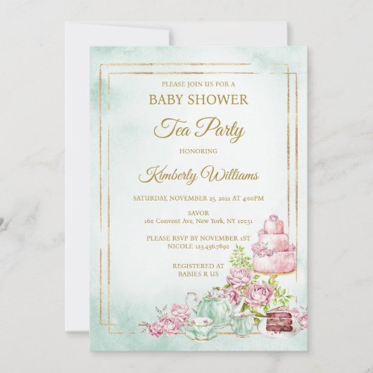 Tee-Party Kinderdusche Sprinkle Einladung (Vorderseite)