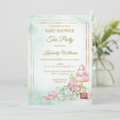 Tee-Party Kinderdusche Sprinkle Einladung (Stehend Vorderseite)