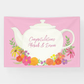 Tee-Party Kinderdusche Teapot Pink Girl Banner (Horizontal)