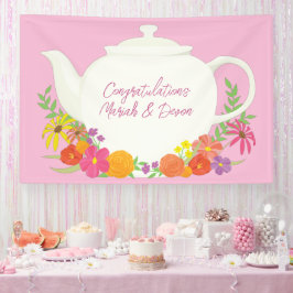 Tee-Party Kinderdusche Teapot Pink Girl Banner