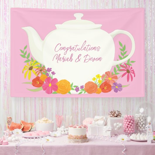 Tee-Party Kinderdusche Teapot Pink Girl Banner (Party)
