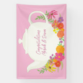 Tee-Party Kinderdusche Teapot Pink Girl Banner (Vertikal)