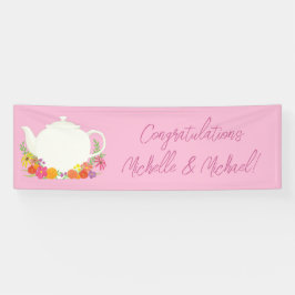 Tee-Party Kinderdusche Teapot Pink Girl Banner